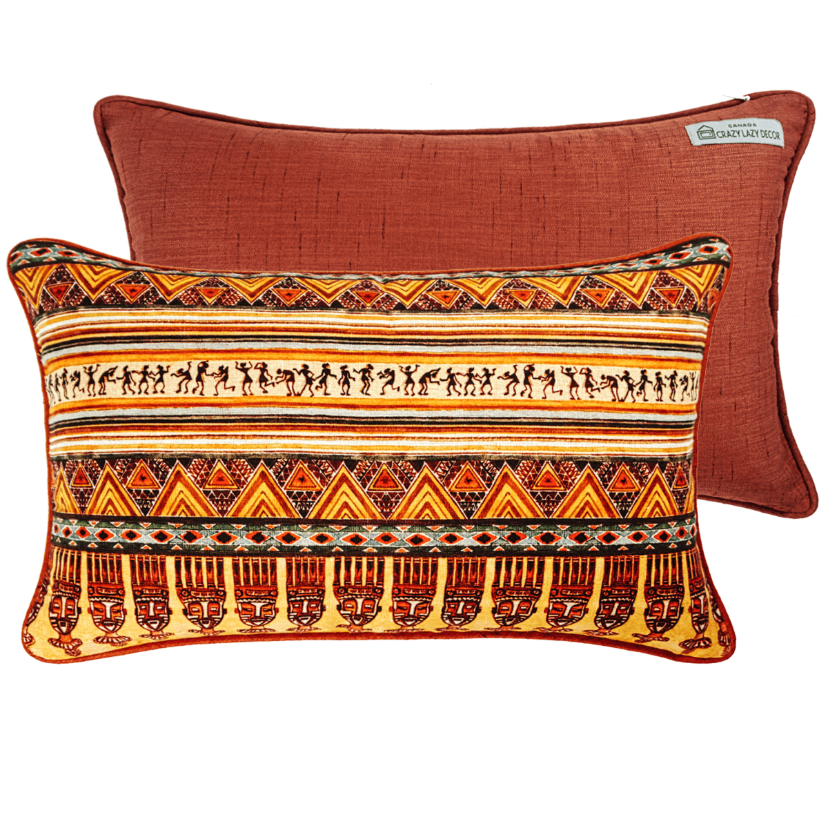 Printed linen lumbar pillow cover