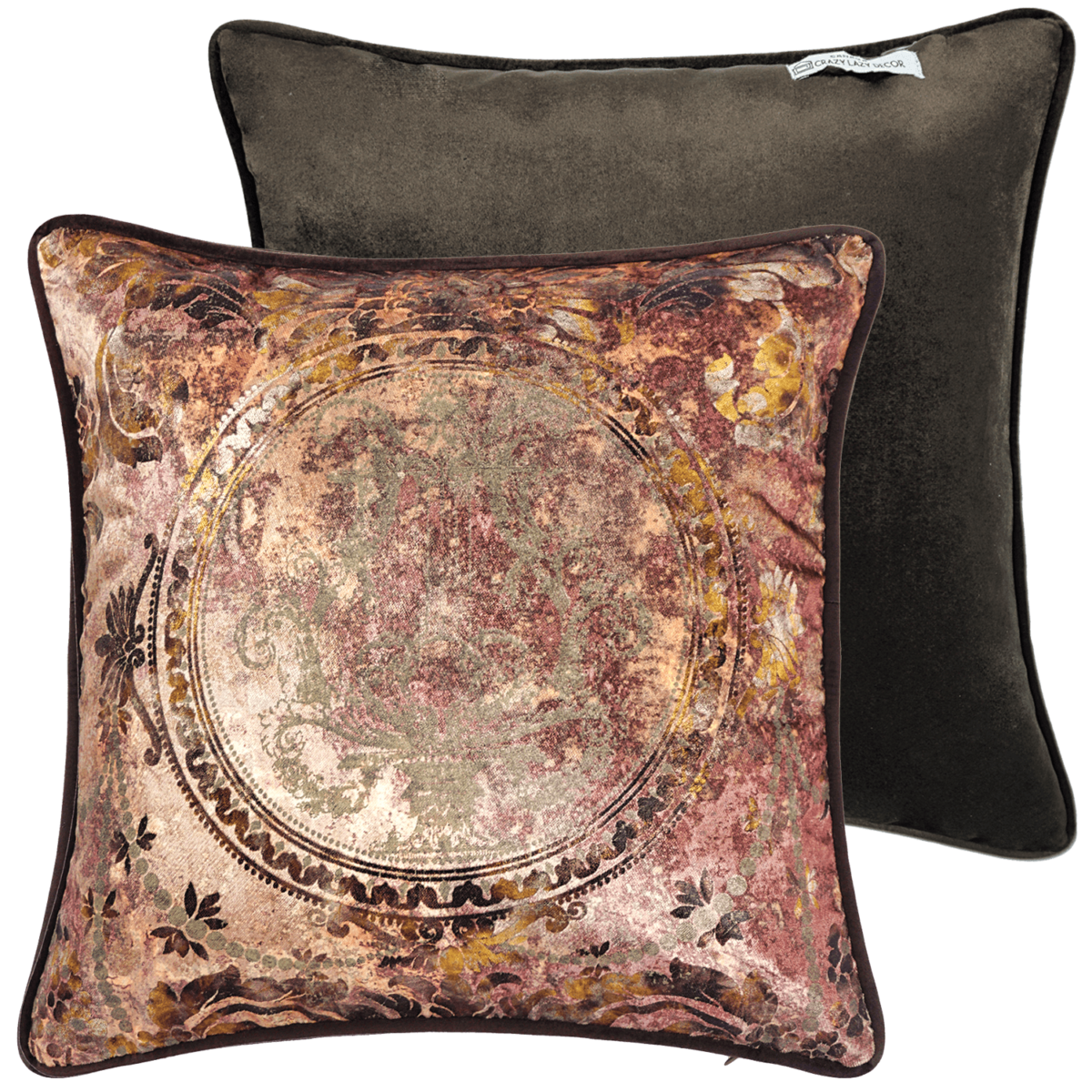 rustic copper pinted velvet decorative pillow 16X16