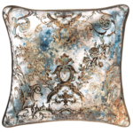Aqua copper printed velvet decorative pillow cover