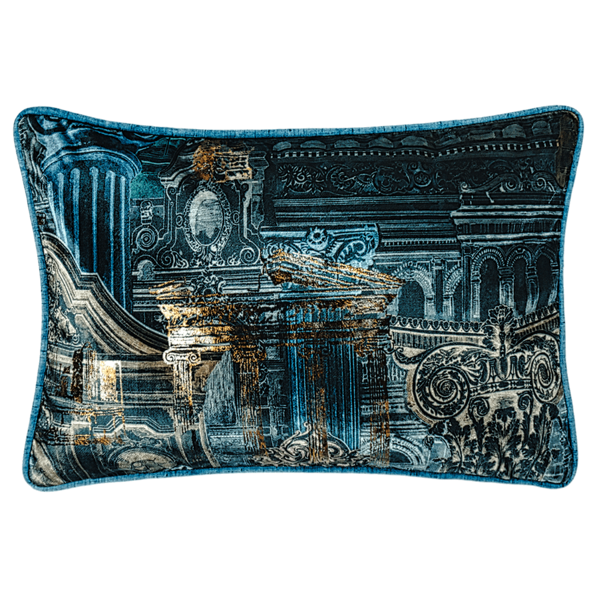 midnight printed velvet decorative pillow