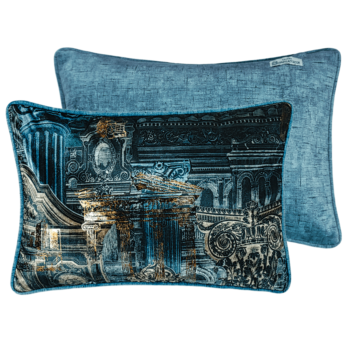 midnight printed velvet decorative pillow