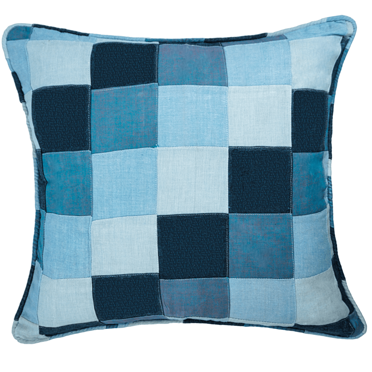 blue patch work decorative pillow cover