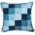 blue patch work decorative pillow cover