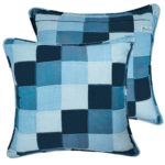 blue patch work decorative pillow cover