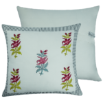 Spring hand printed cotton decorative pillow