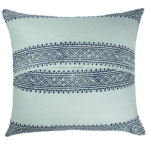 Blue floral handprinted cotton decorative pillow