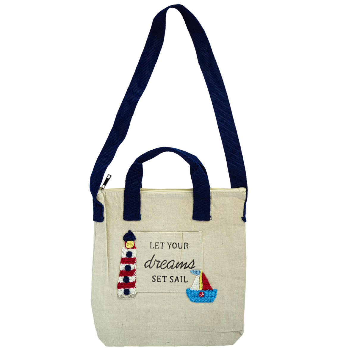 lighthouse tote bag beige