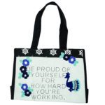 peacock white blue tote bag