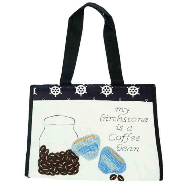 Cofee beans white black tote bag
