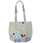 cream floral tote bag