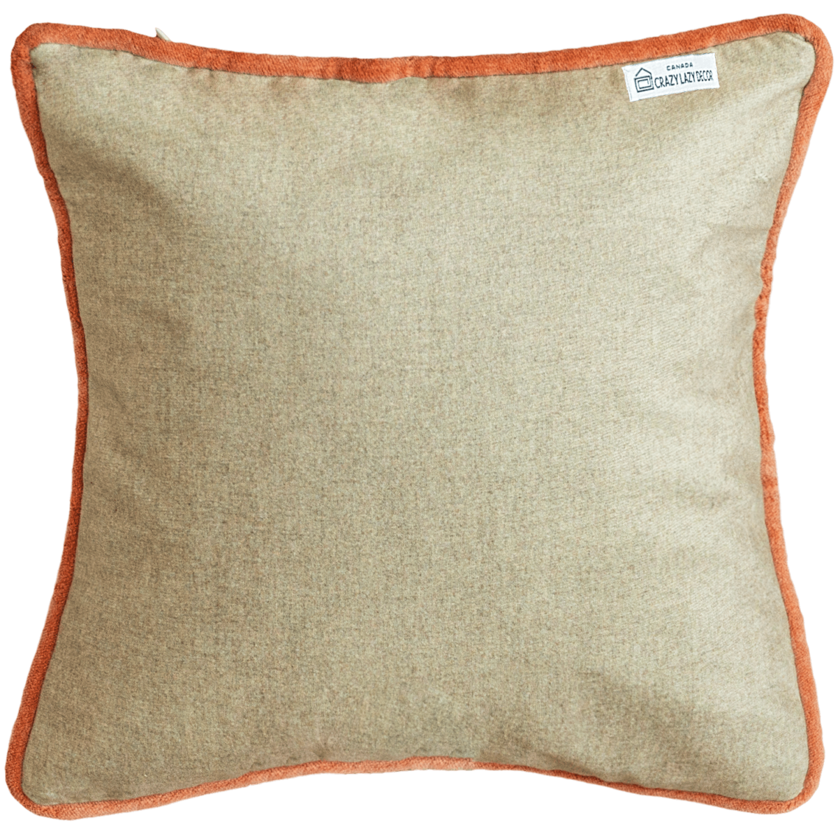 beige and coral throw velvet pillow cover back