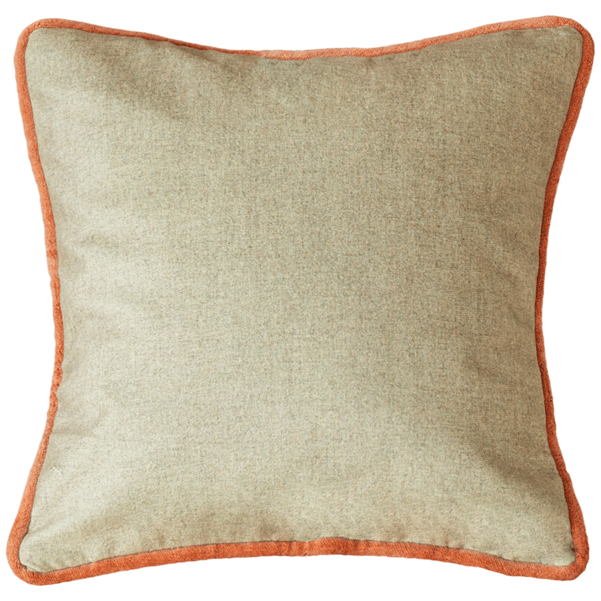 beige and coral throw velvet pillow cover front