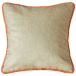 beige and coral throw velvet pillow cover front