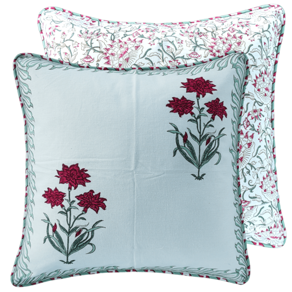 Daffodil flowers hand printed cotton decorative pillow 18"*18"