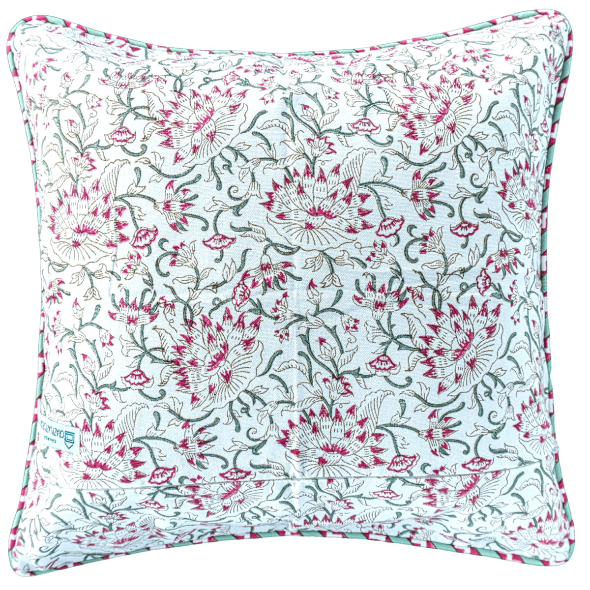 Daffodil flowers hand printed cotton decorative pillow 18" X18"