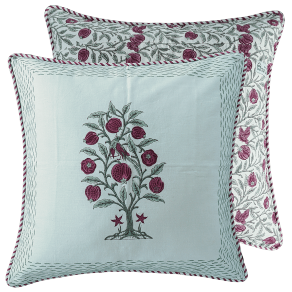 tree bird hand printed cotton decorative pillow 18"*18"