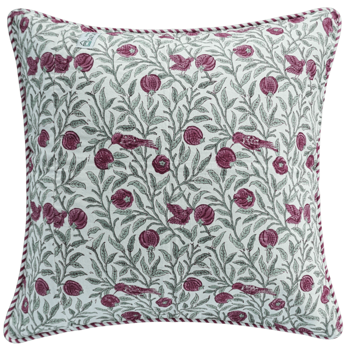 tree bird hand printed cotton decorative pillow 18"*18"