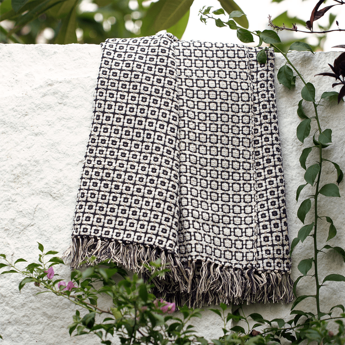 white black cotton throws soft