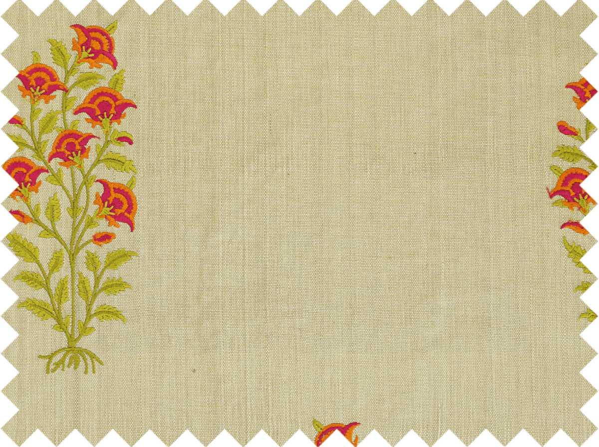 fuschia embroidered silk drapery fabric
