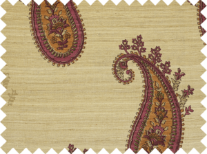 Beige paisley printed silk drapery plum fabric