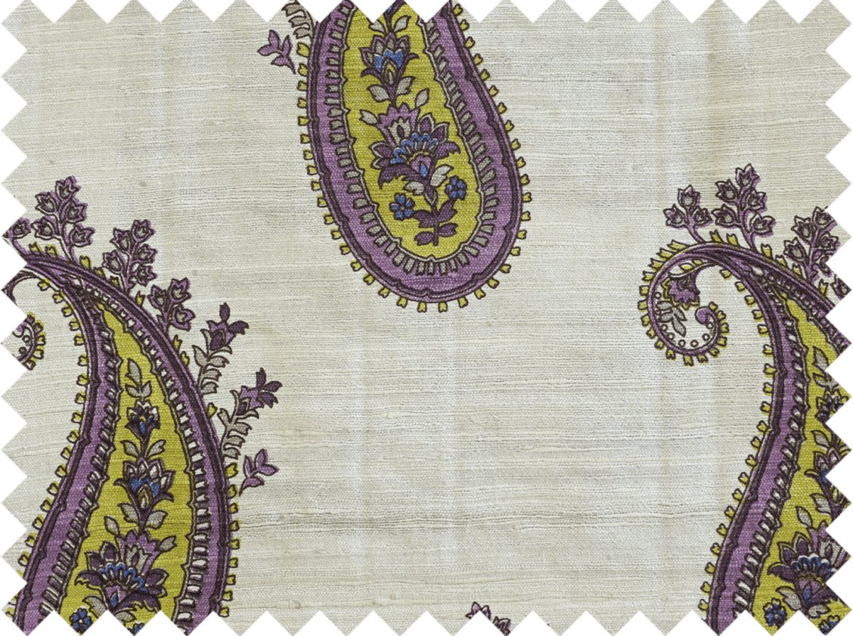 paisley printed silk drapery plum fabric