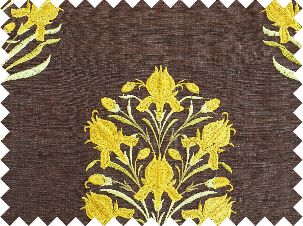 mumtaz yellow coffee brown drapery silk fabric