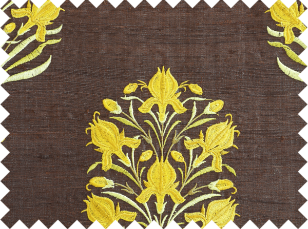 mumtaz yellow coffee brown drapery silk fabric