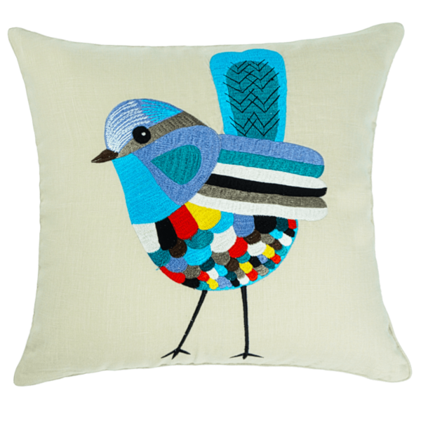 Blue bird decorative pillow linen 16" X 16"