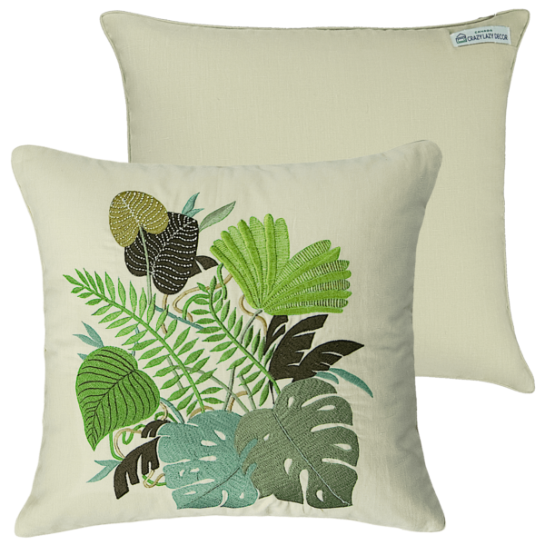 Fern decorative pillow linen 16" X 16"