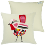 Pink bird decorative pillow linen 16" X 16"