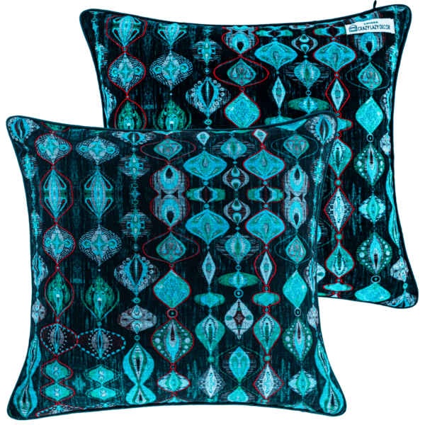 turquoise linen decorative pillow 16" X 16"