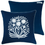 white-daffodil-embroidered-decorative -pillow 16"X 16"