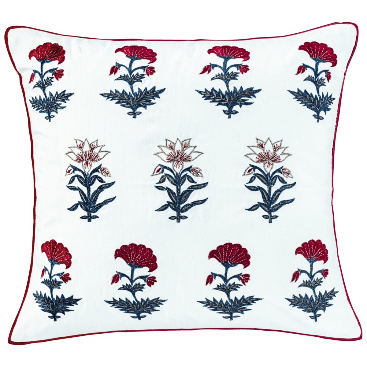 white decorative silk pillow 16"X 16"