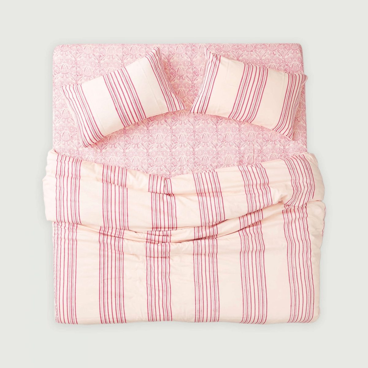 Stripes Handblock Printed Duvet Cover Set